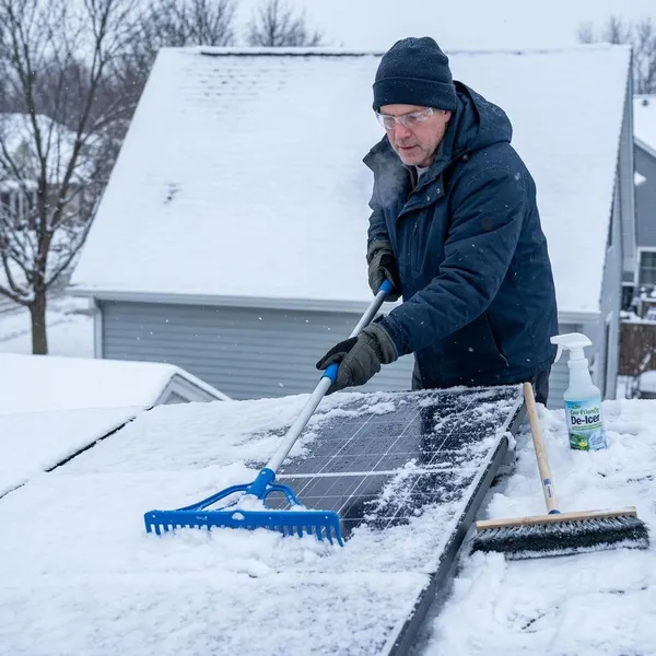 Solarmodule sicher von Schnee befreien